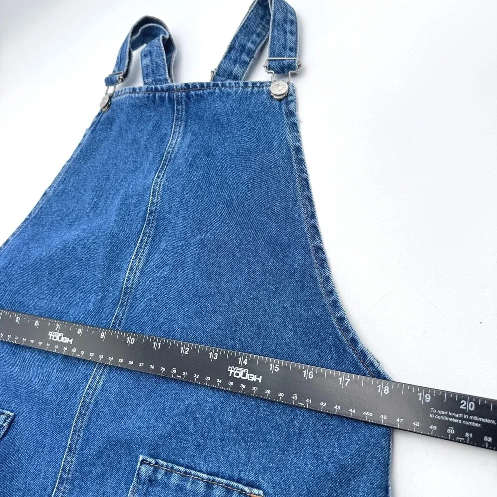TOPSHOP MOTO Women's 8 Blue Jean Denim‎ Pinafore Overall Mini Dress Pockets